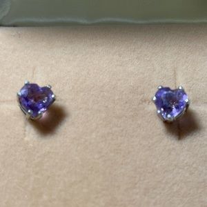 1.5 Carat TW Amethyst Heart Earrings